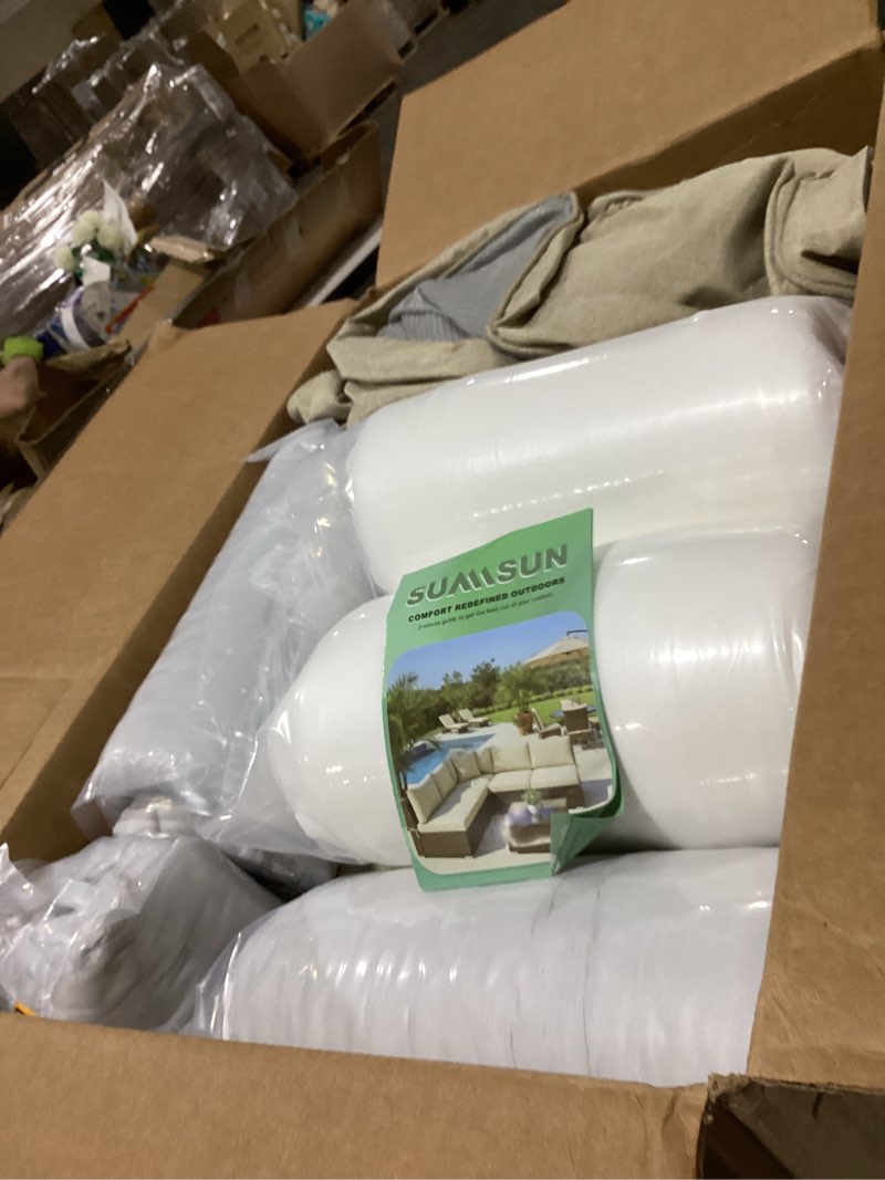Condition photo showing New/Like New for summsun patio chair cushions set of 4, faux linen outdoor furniture cushions, water resistant backrest and deep seat cushion set with ties, removable cover, non-slip bottom, 24 x 24 inch, beige beige 4p/24*24 + 24*22 inch