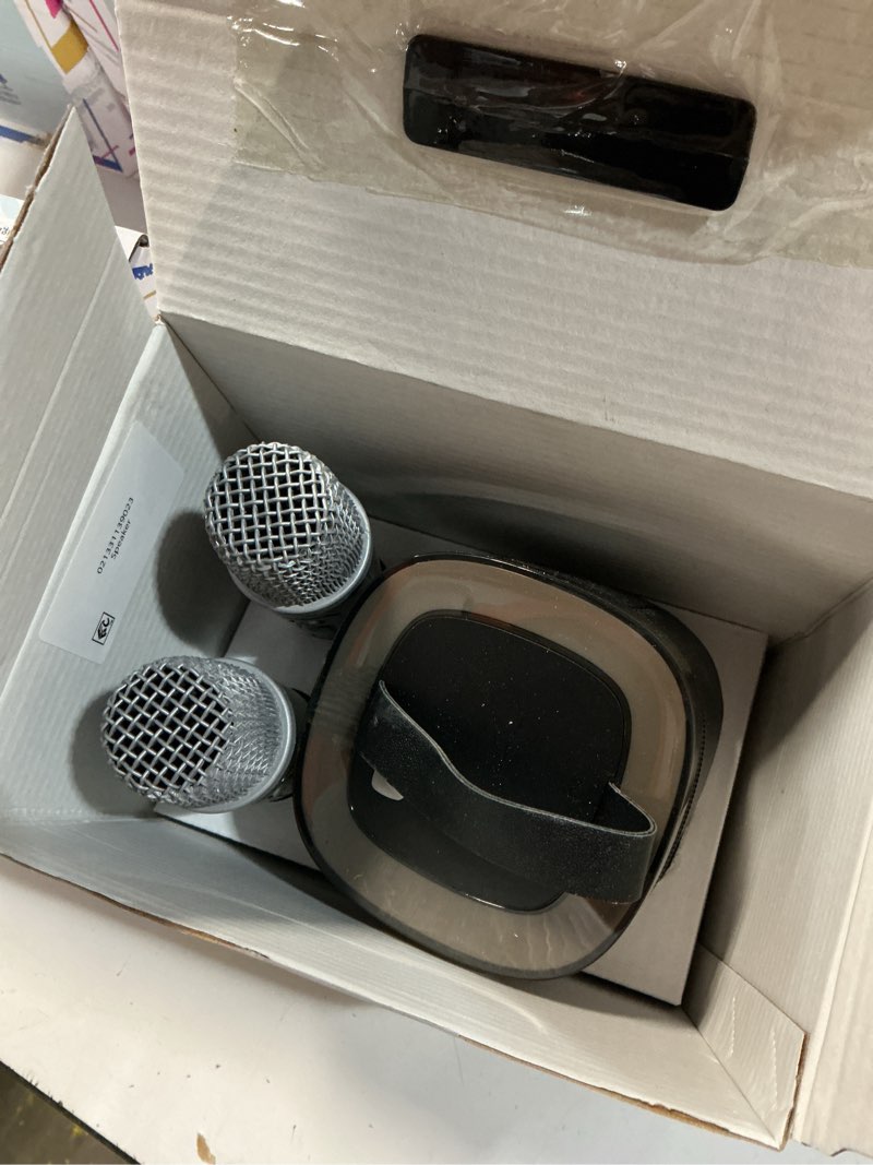 Condition photo showing As Is for aiwa light up wireless karaoke speaker, rockstar black, ai6029-rblu