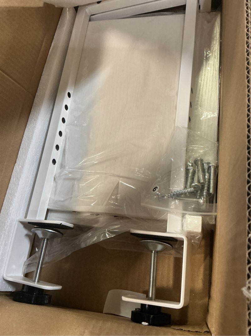 Condition photo showing Good Condition for ibuyke clamp on desk organizer shelf,12.9 inches desk extender shelves, above or below desk 2-tier adjustable storage shelves for desktop accessories,white,tmz007w