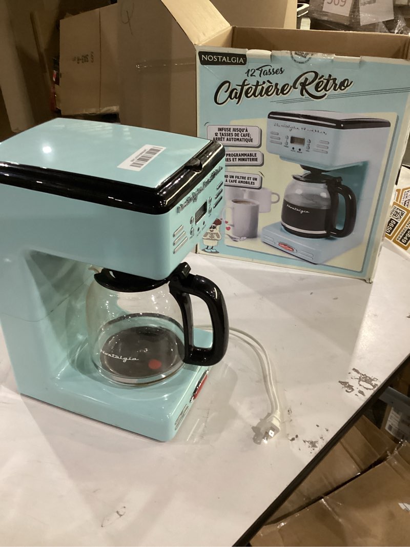 Condition photo showing Good Condition for nostalgia retro 12-cup programmable coffee maker with led display, automatic shut-off & keep warm, pause-and-serve function, aqua