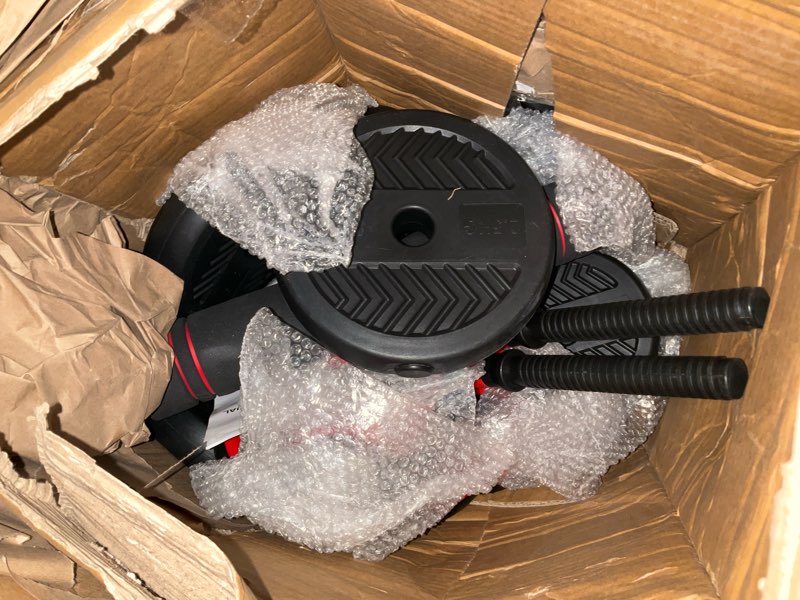 Condition photo showing As Is for adjustable dumbbells,20/30/40/60/80lbs free weight set with connector, 4 in1 dumbbells set used as barbell/kettlebells/push up stand, fitness workout equipment for home gym for youth,women/men black 60lbs (30lbs*2) + kettlebell handle (1.76lbs*2)