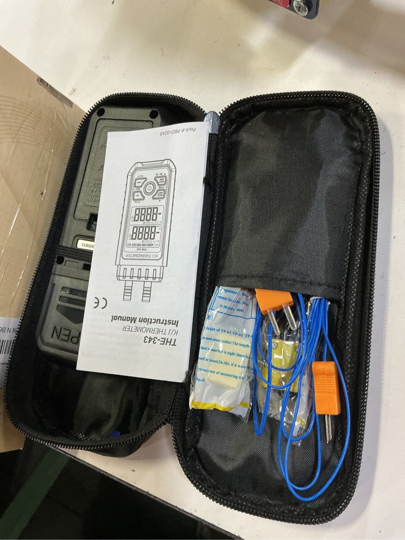 Condition photo showing Good Condition for Dual-Channel K/J Thermocouple Thermometer with 4 K-Type Thermocouples -328°F ~ 2501°F Measurement Range HVAC Temperature Meter Gauge with Data Hold, MAX/MIN/AVG, Hi/Lo Backlit Alarm, ADJ Compensation Digital Dual Channels K J Type Thermometer