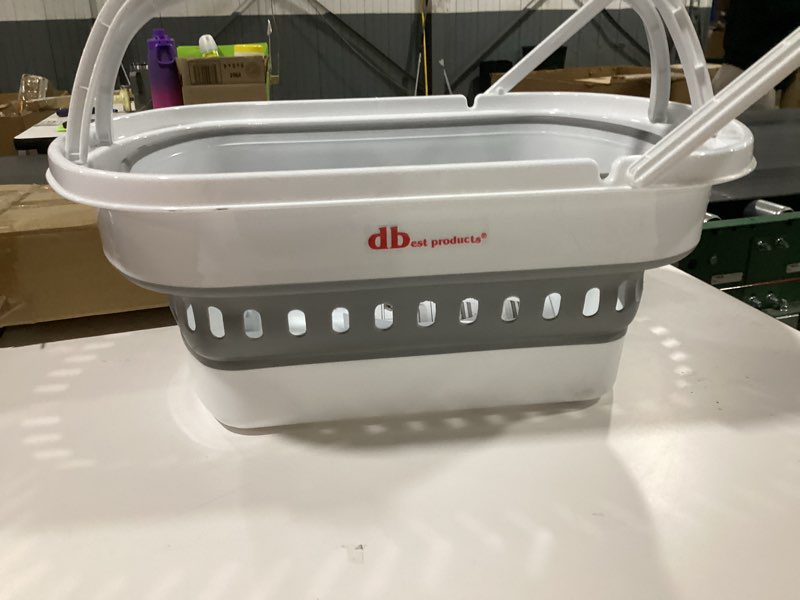 Condition photo showing Good Condition for dbest Products Folding Gocart Laundry Basket with Wheels, Multi Use Collapsible Grocery Shopping Cart, White Folding White