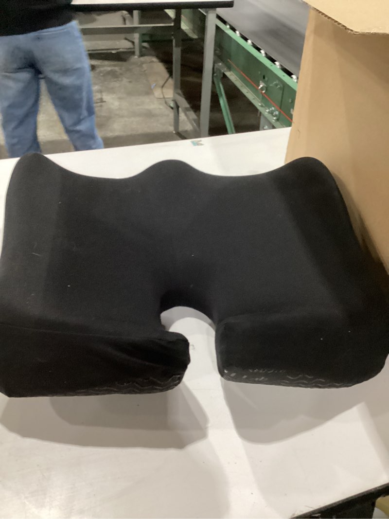 Condition photo showing As Is for Cushion Lab Patented Pressure Relief Seat Cushion for Long Sitting Hours on Office & Home Chair - Extra-Dense Memory Foam for Soft Support. Car Pad for Hip, Tailbone, Coccyx, Sciatica - Black