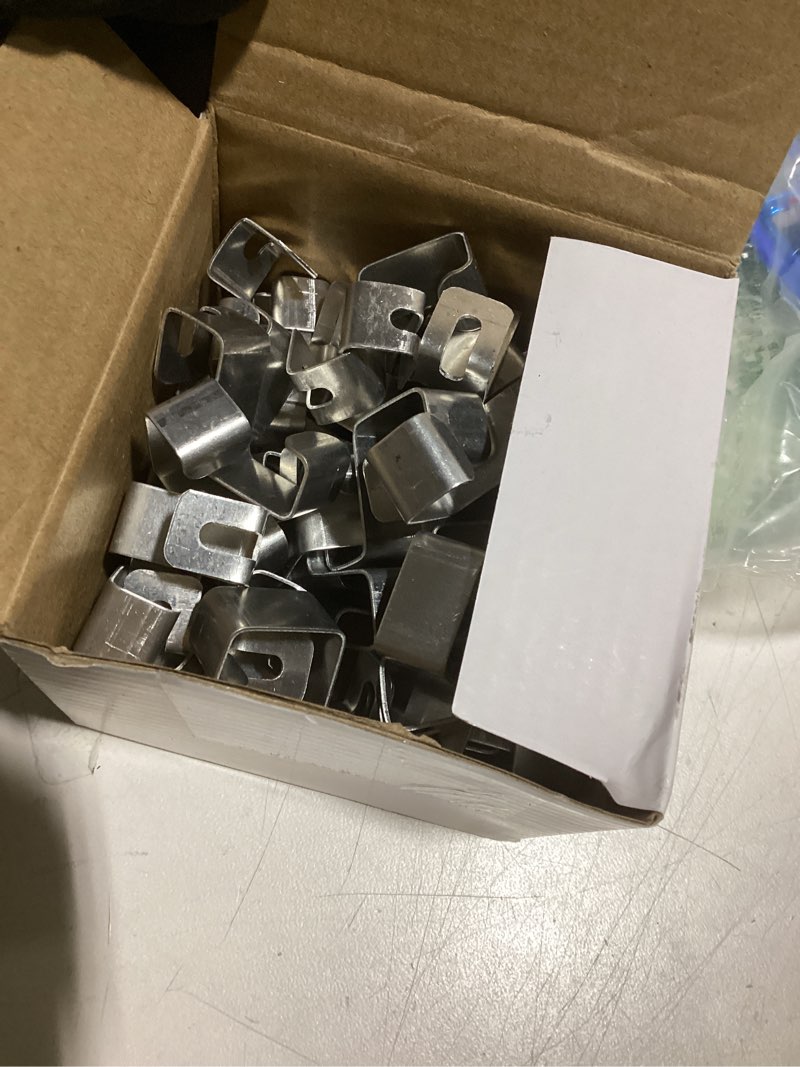 Condition photo showing Good Condition for morningro 50 pcs gutter clips for hanging outdoor lights christmas hooks aluminum weatherproof gutter clips hangers for holiday seasonal outside string lights xmas decoration (silver) silver 50