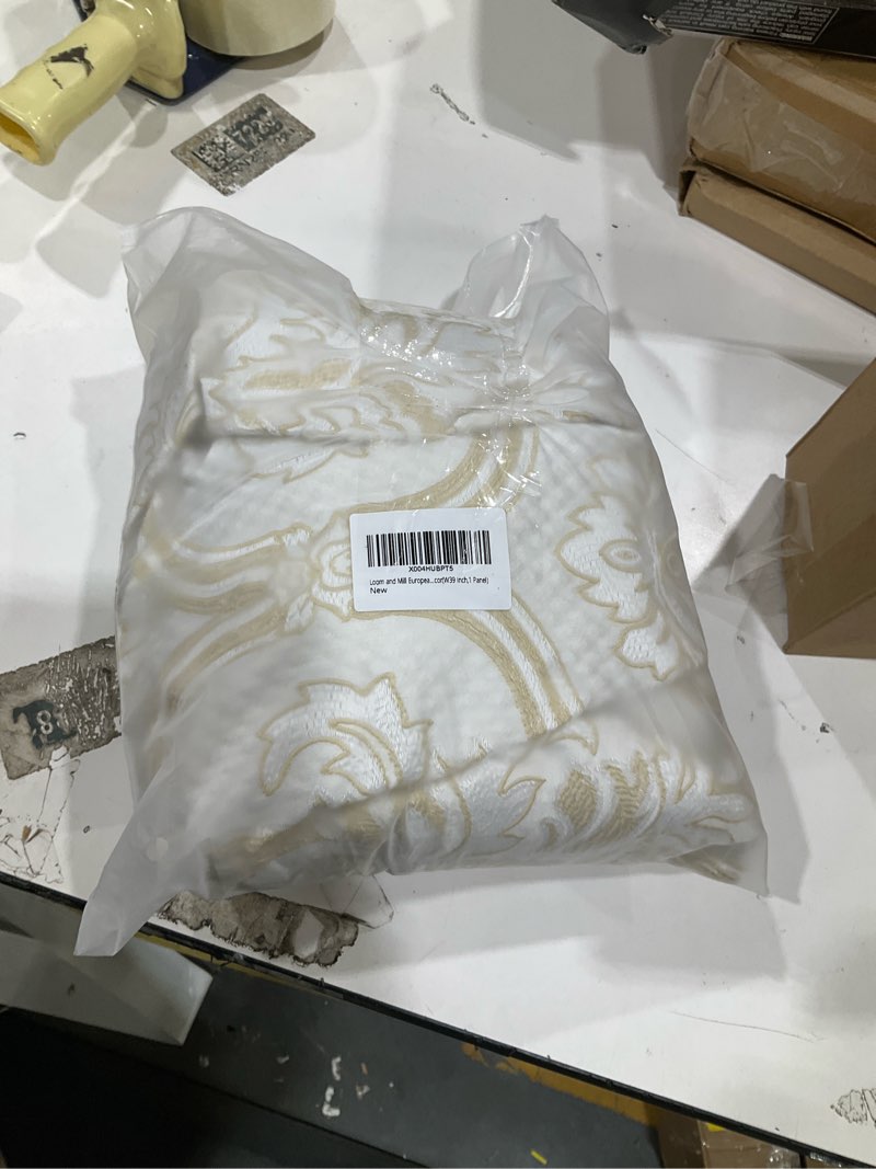 Condition photo showing Good Condition for loom and mill european elegant waterfall valance for living room, luxury jacquard frame swag valances with tassels, beige gold floral swag curtains for bedroom window holiday decor(w39 inch,1 panel) beige gold 39\"w x 45\"l (pack of 1)