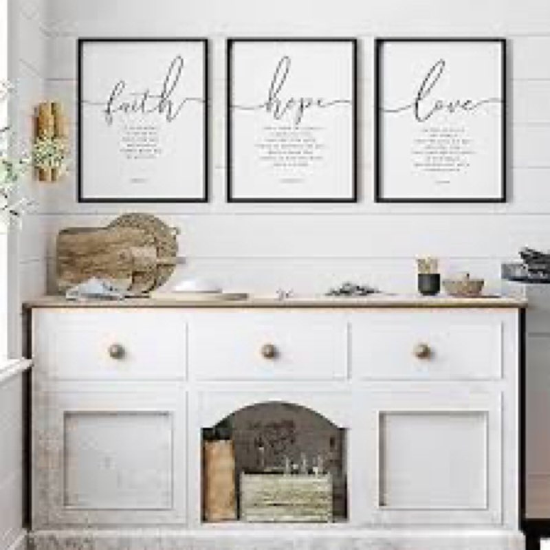 houmury 3pcs framed faith hope love bible verses wall art farmhouse religious quotes wall decor insp