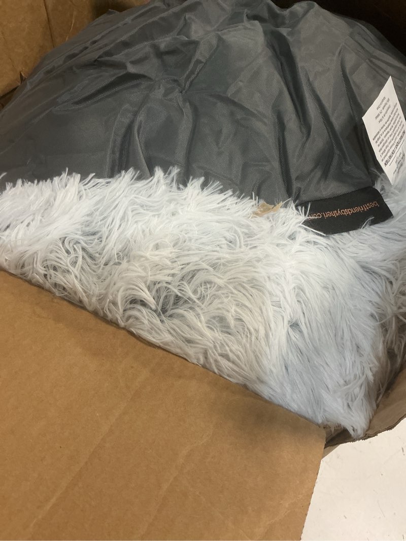 Condition photo showing Good Condition for best friends by sheri the original calming donut dog bed – washable plush pet bed for large breeds up to 100 lbs, shag faux fur, frost gray, large (36" x 36") frost shag large
