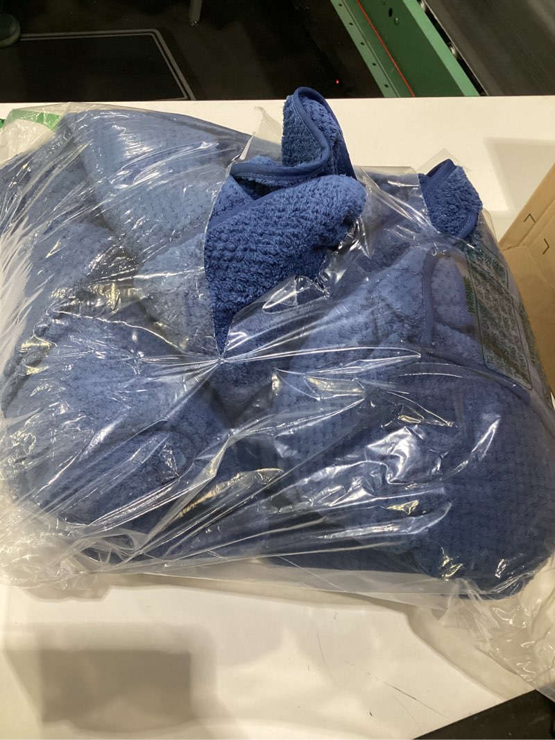 Condition photo showing As Is for Premium Cotton 6 Pack Towel Set for Bathroom, Contains 2 Bath Towels 28x55 inch, 2 Hand Towels 16x24 inch & 2 Wash Coths 12x12 inch, Ideal Everyday use, Compact & Lightweight - Navy Blue 6 Pack Set Navy Blue, SIMILAR TO STOCK PHOTOS, MISSING PARTS