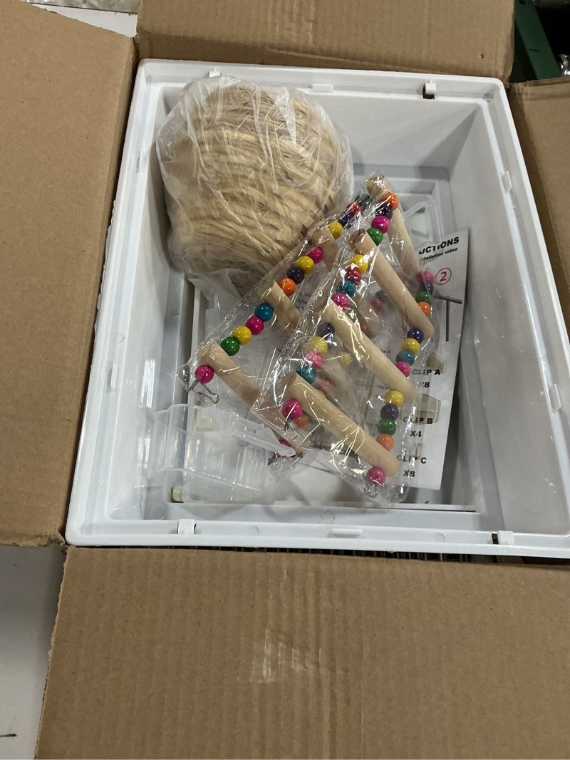 Condition photo showing Good Condition for Basic Bird Cage, 24.8inch Parrot Cage (24.8" x 14.6" x 11"),Bird Cage with Ladder, Horizontal Bar, 2 Feeders, and Swing