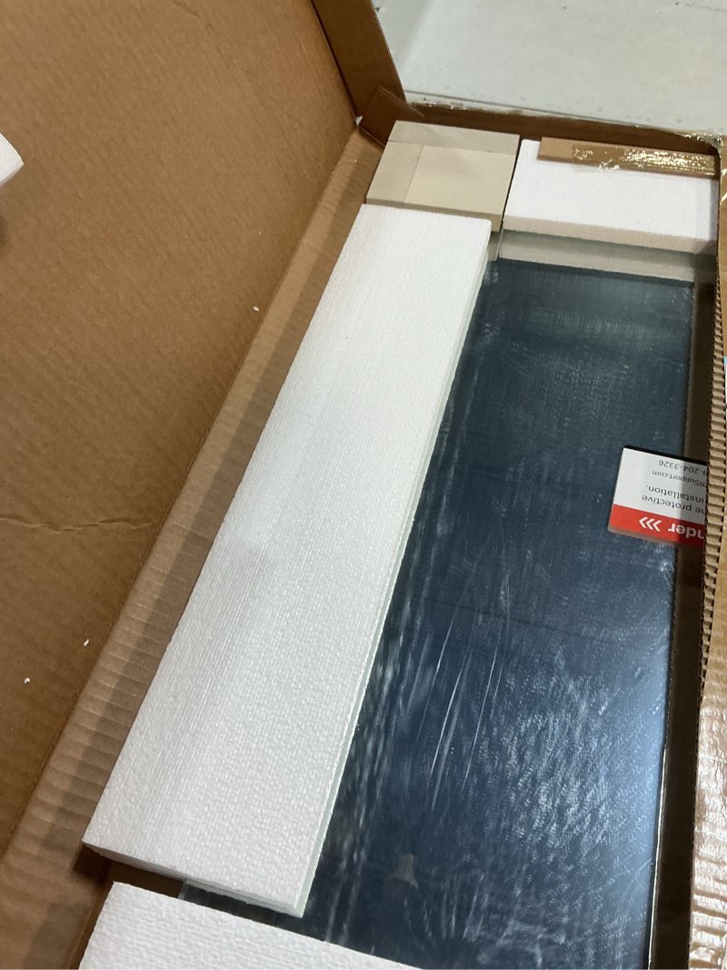 Condition photo showing As Is for TokeShimi 16x24 Beveled Mirror Bathroom Rectangle, Bathroom Vanity Mirror Frameless with 1" Beveled Edge, Shatterproof Modern Decorative Wall Mirrored for Living Room, Entryway, Restroom 16"L x 24"W Rectangle-Shaped