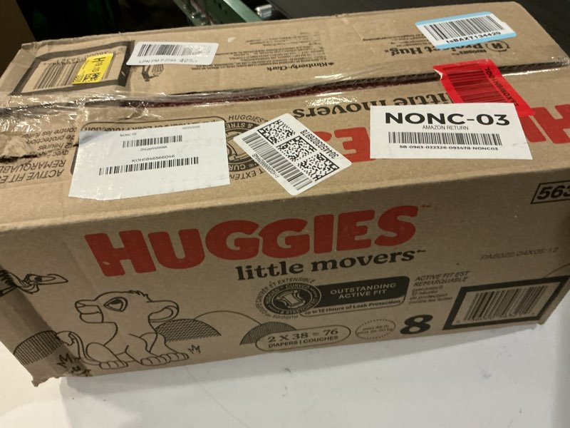 Condition photo showing New/Like New for Huggies Little Movers Baby Disposable Diapers - Size 8 - 76ct