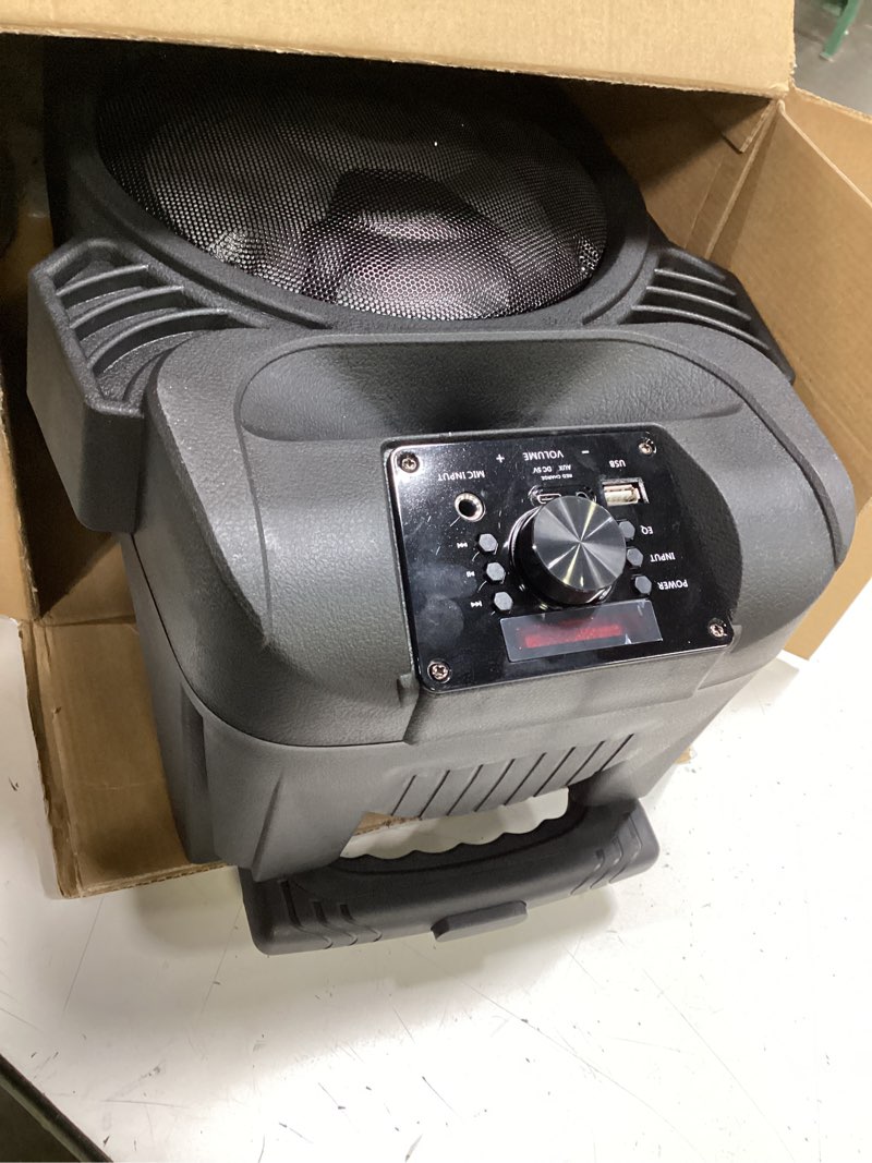 Condition photo showing Good Condition for pyle 8" portable bluetooth pa speaker - 500w rechargeable indoor/outdoor karaoke machine sound system - multi-color led party lights, mic input, fm radio, mp3/usb & remote control (black) 1