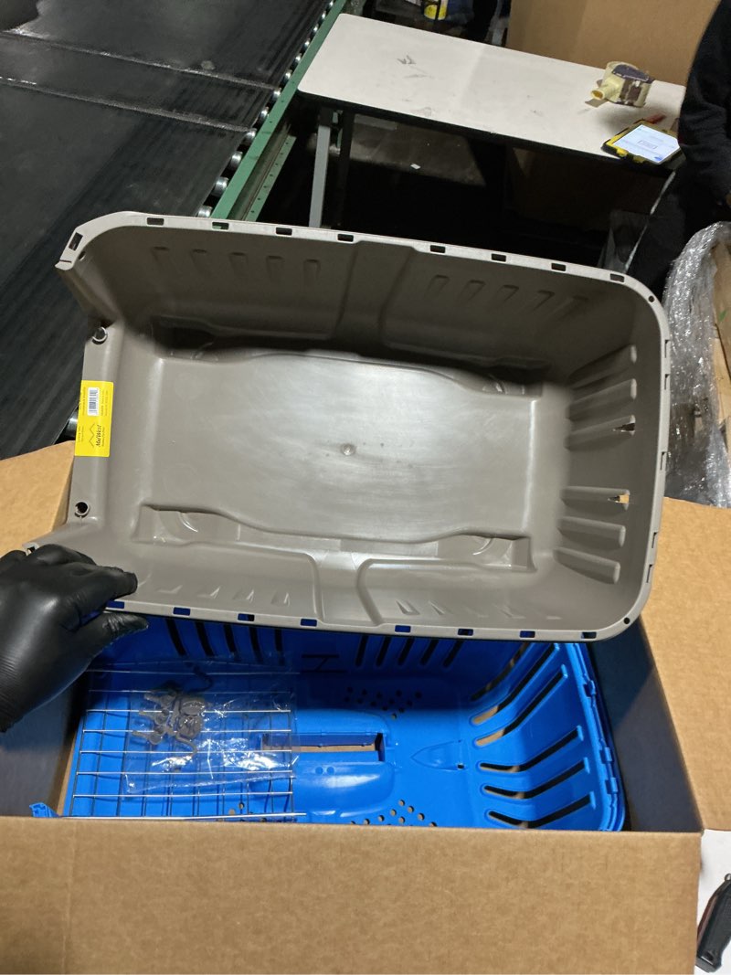 Condition photo showing Good Condition for MidWest Homes for Pets Spree Travel Carrier – Hard-Sided Dog & Cat Carrier, Small Pet Travel Crate with Handle, Ventilated Design, Easy Assembly, 24-Inch, Blue Blue 23.6"L x 15.6"W x 15.0"H