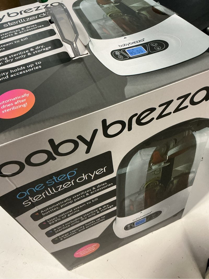 Condition photo showing New/Like New for baby brezza baby bottle sterilizer and dryer machine – electric steam sterilization - universal fit - pacifiers, glass, plastic, and newborn feeding bottles