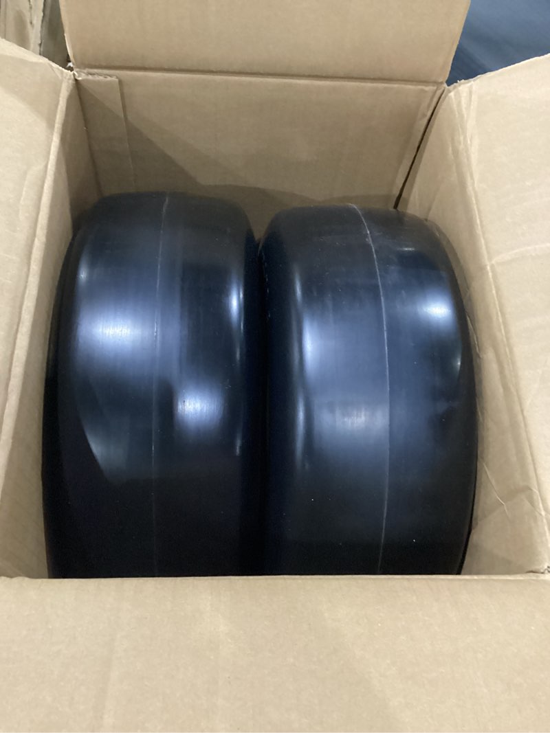 Condition photo showing New/Like New for 13x5.00-6 Flat Free Lawn Mower Tire and Wheel, Smooth Tread Tire for Lawnmower, Bearing Bore Hole 3/4" & 5/8, 3.25"-5.9" Centered Hub, 2 PCS