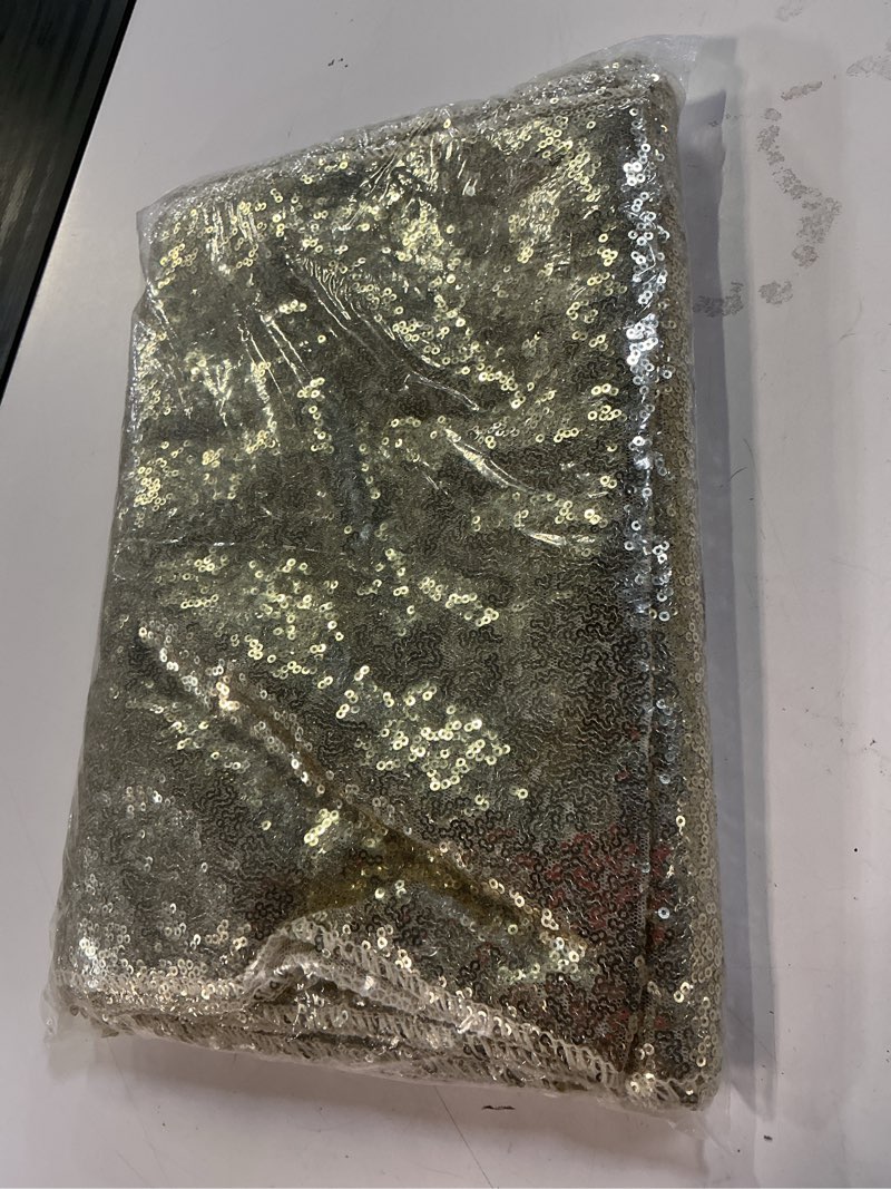 Condition photo showing New/Like New for 6 packs 12 x 72 inches sequin table runner, champagne glitter table runner for birthday party supplies wedding engagement baby shower holiday celebration event decorations champagne 6
