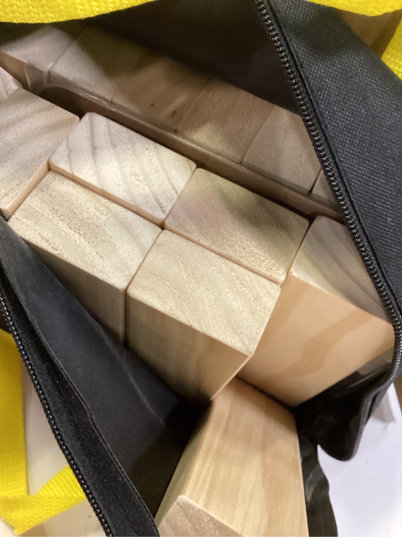 Condition photo showing New/Like New for aivalas giant timber blocks games, 57 blocks large tower outdoor games - includes carry bag and scoreboard, wood stacking yard games grows from 2ft to over 4.2ft for kids adults family