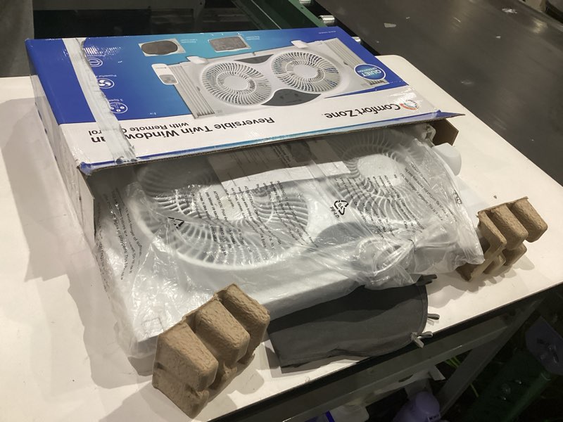 Condition photo showing Good Condition for comfort zone 9   reversible twin window fan with remote control  white