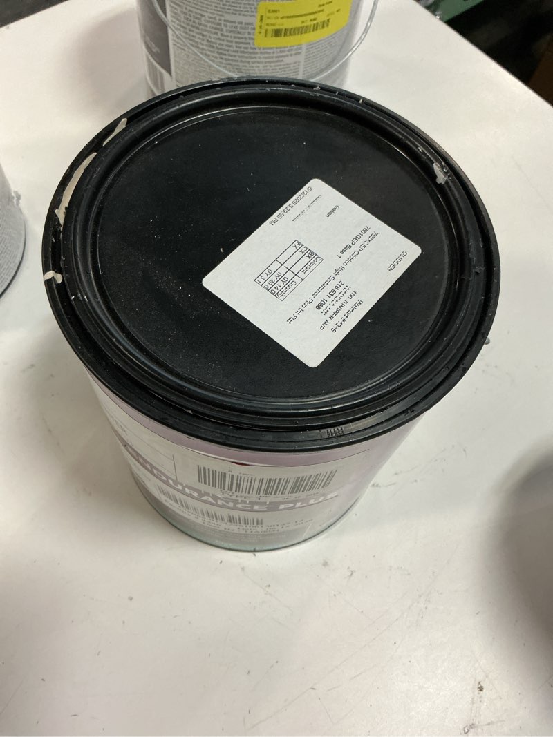 Condition photo showing As Is for glidden hep white , flat interior paint with primer, 1 gallon