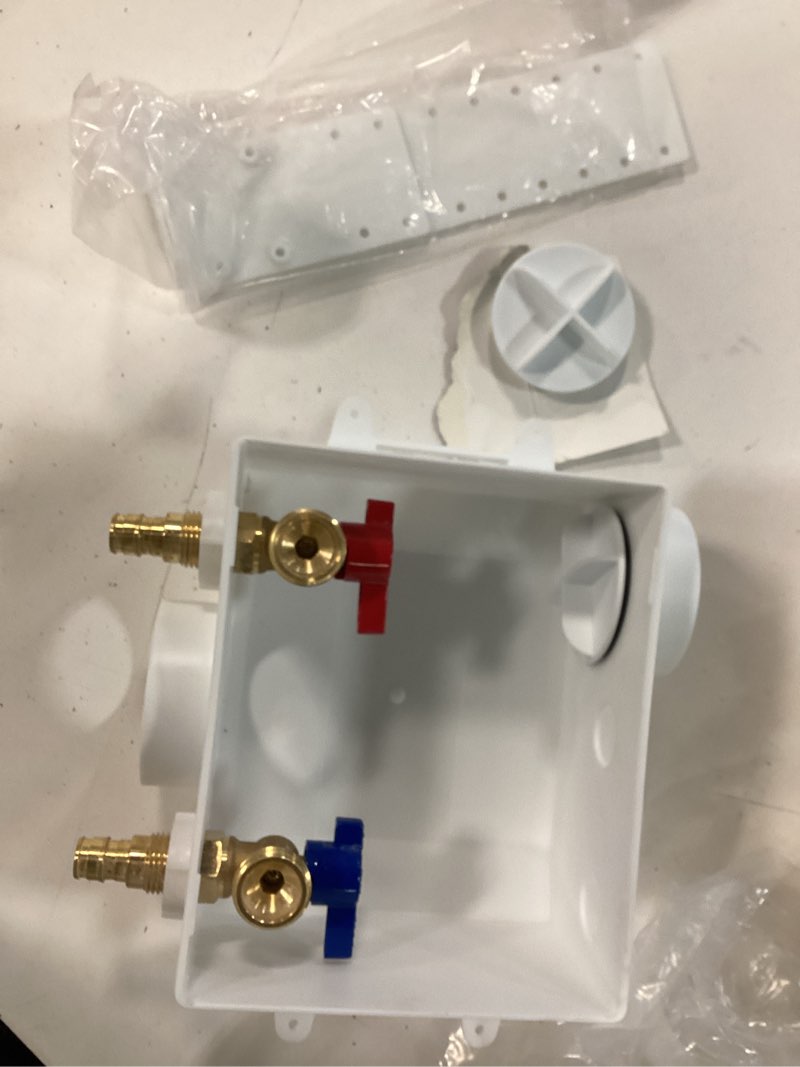 Condition photo showing As Is for sharkbite quarter turn ball valve push-to-connect washing machine outlet box