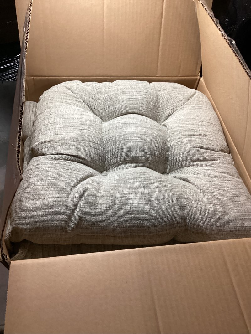 Condition photo showing Good Condition for Indoor Dining Chair Cushions Set of 6 Kitchen Chair Pads with Ties Tufted Seat Cushion with Anti-Slip Backing 17"X16"X3" Cream 6 Cream