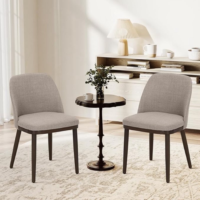 COLAMY Upholstered Dining Chairs Set of 2, Modern Kitchen Chairs with Back, Fabric Side Dining Room Chairs with Wood Legs for Kitchen Dining Room Restaurant, Camel