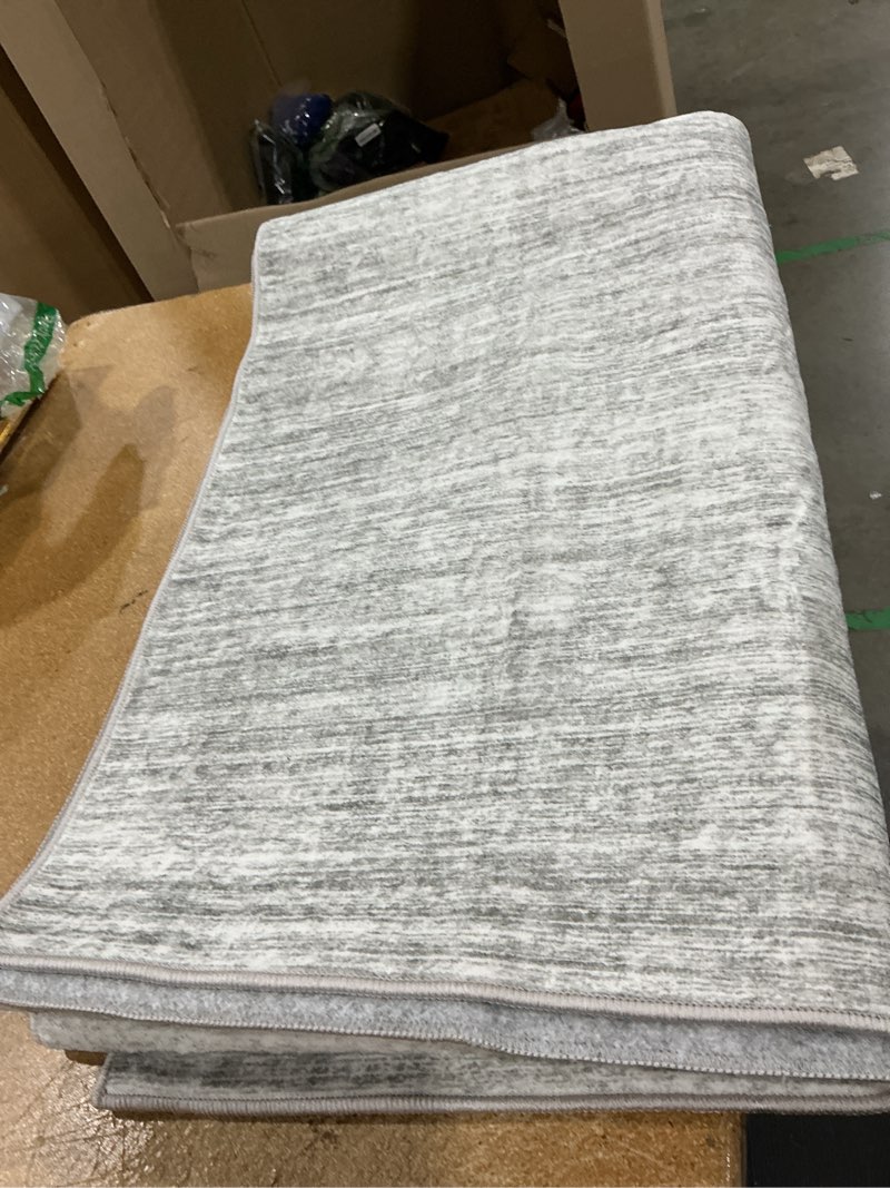 Condition photo showing Good Condition for washable runner rug  area rugs low pile non slip modern abstract | long throw carpet runner for hallways kitchen bedroom entryway bathroom bedside laundry floor accent neutral grey  (rectangular) grey ( unknown size )