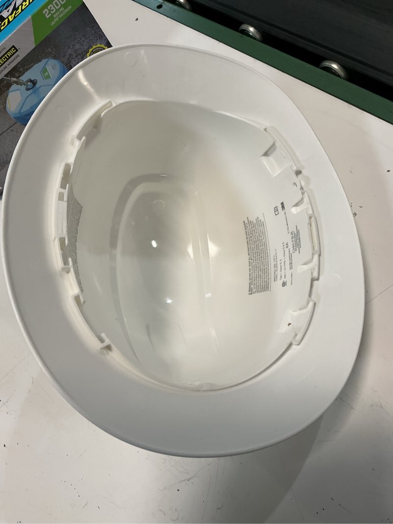 Condition photo showing As Is for 3m full brim quick adjusting ratchet type i white hard hat