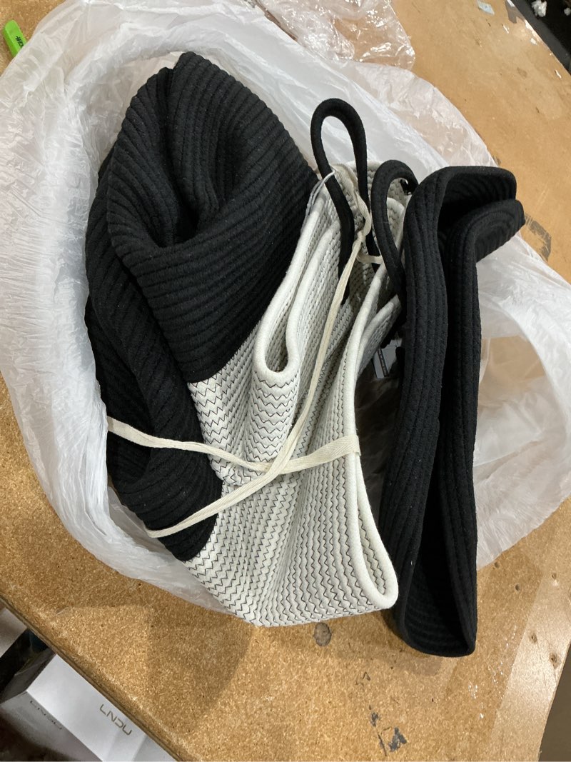 Condition photo showing Good Condition for 21" x 18"extra large storage baskets,eco-friendly rope baskets with lid,blanket basket living room with lid,hampers for bedroom,big,round, black 115l white & black