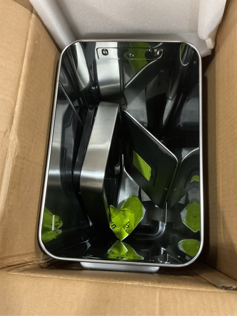 Condition photo showing Good Condition for eko deluxe mirage-t 50 liter / 13.2 gallon touchless rectangular motion sensor trash can, matte stainless steel finish deluxe 50l - stainless steel