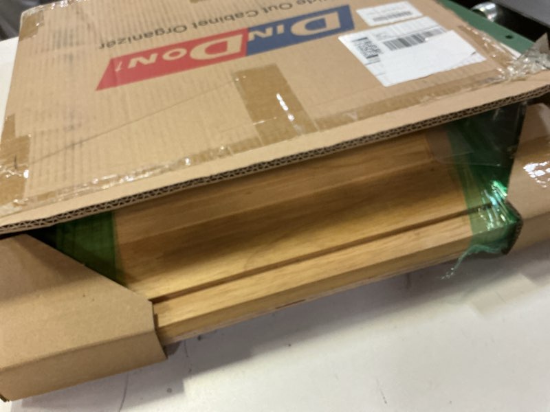 Condition photo showing Good Condition for DINDON 1 Tier Pull Out Cabinet Organizer (14" W x 21" D) Single Tier Heavy Duty Sliding Wood Drawer Under Cabinet Shelf Organization Storage 14" W x 21" D Oak Wood, 1 Tier