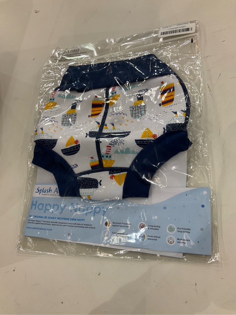 Condition photo showing New/Like New for Splash About Happy Nappy Reusable Swim Diaper, Tug Boats, 0-3 Months Tug Boats 0-3 Month