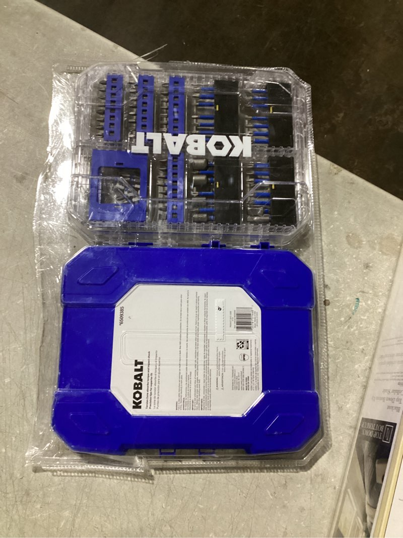 Condition photo showing As Is for kobalt 3/8-in x 1-in phillips/torx impact driver bit set 105 -piece