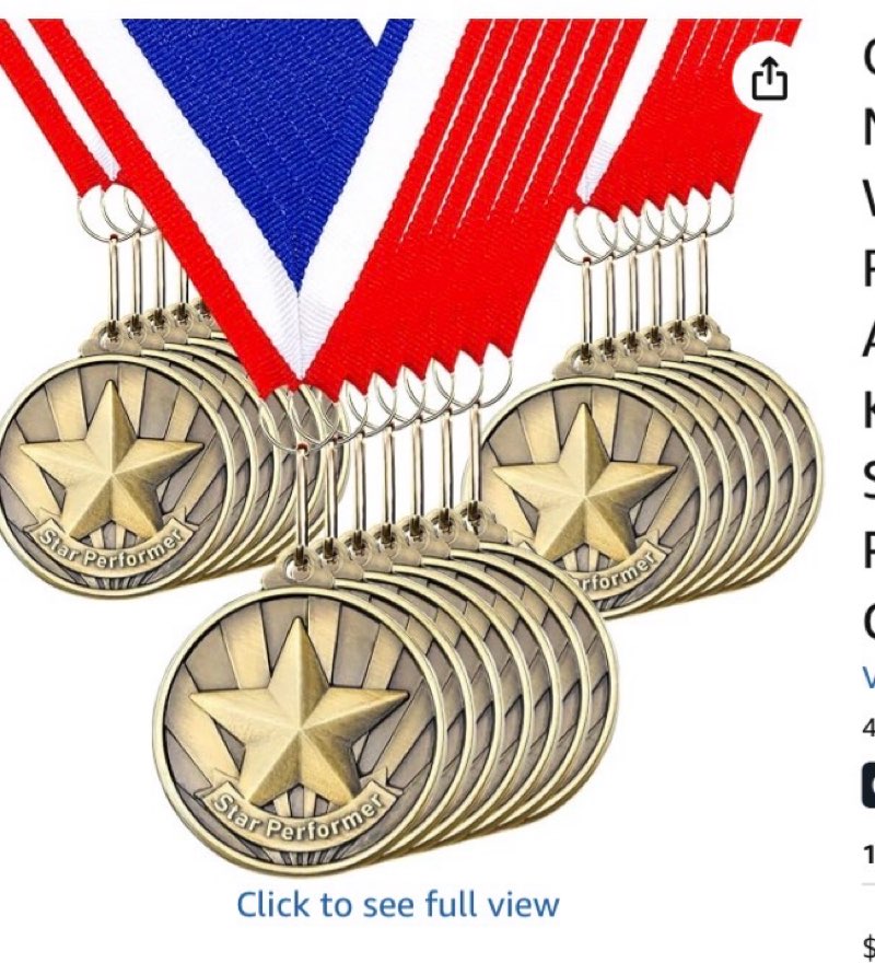 quelay 30 pcs 2'' medals for awards winner bulk with neck ribbons metal trophy award prize gift for kids students adults school graduation participation competitions(reading bookworm)