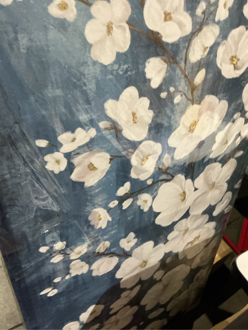 Condition photo showing Good Condition for shoci large flowers wall art - white floral brown branch picture for living room retro indigo canvas painting print decor rustic botanical artwork wall art for bedroom home office decoration 29" x 58" 58"l x 29"w navy