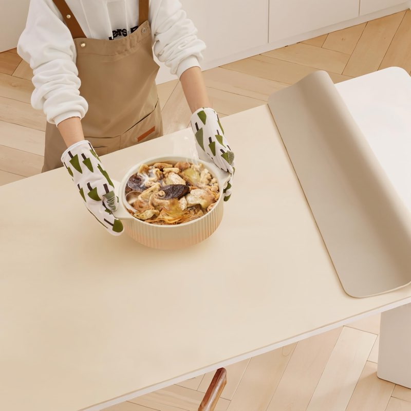 LifeSculptin Super Wipe Clean 24"x48" Heat Resistant Table Pad Cover for Rectangular Dining Tables -