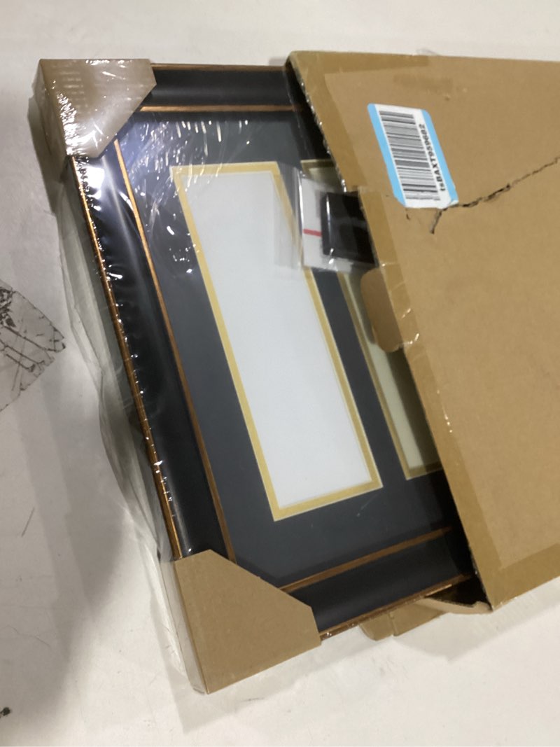 Condition photo showing Good Condition for VIOLABBEY Black Diploma Frame with Tassel Holder for 8.5x11 Certificates Document and 4x6 Graduation Pictures, College Degree Frame for Wall Mounted (Black Gold Double Mat) Black With Gold Rim Diploma + Picture + Tassel