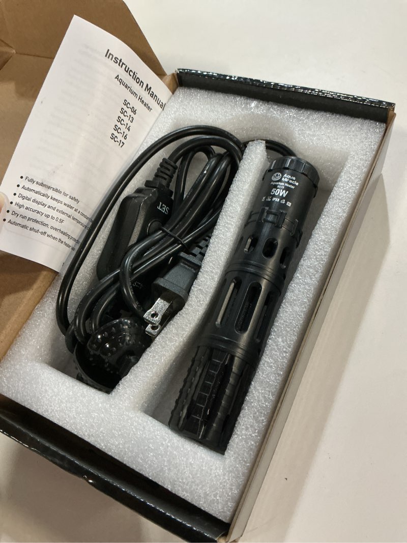 Condition photo showing Good Condition for aquamiracle submersible aquarium heater, 50w fish tank heaters with led digital temp display, dry-run auto power-off & overheat protection, for freshwater and saltwater tanks (5-10 gal) for 5-10 gal aquariums