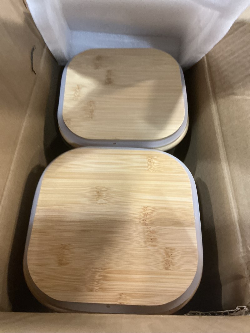 Condition photo showing Good Condition for sweejar 4 qt large jars with bamboo lids, 1 gallon glass candy jar with lid, sugar/flour storage containers, 128 oz big glass canisters with airtight lid, 2 pack 4qt(1gal) 2pcs