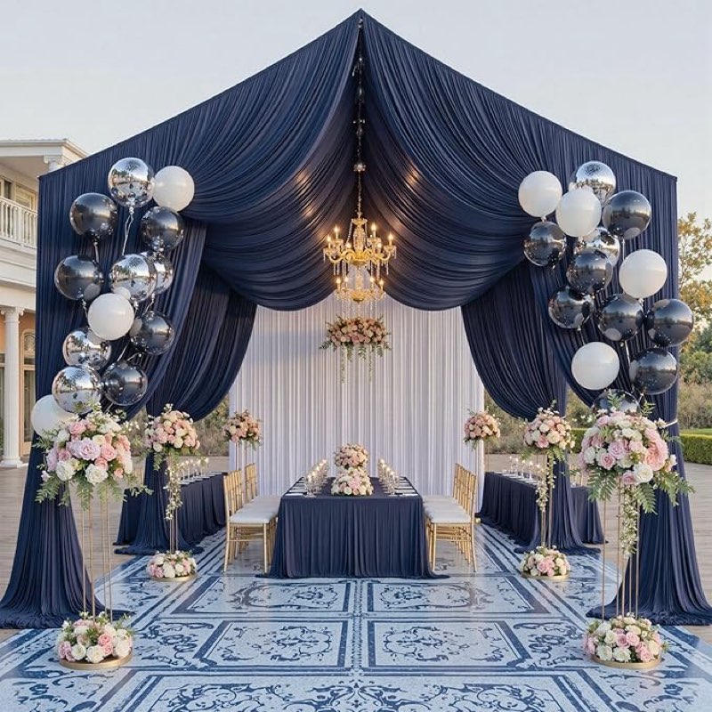 10 panels 5ftx30ft navy blue ceiling drapes for independence day wedding parties – 30 ft extra long 