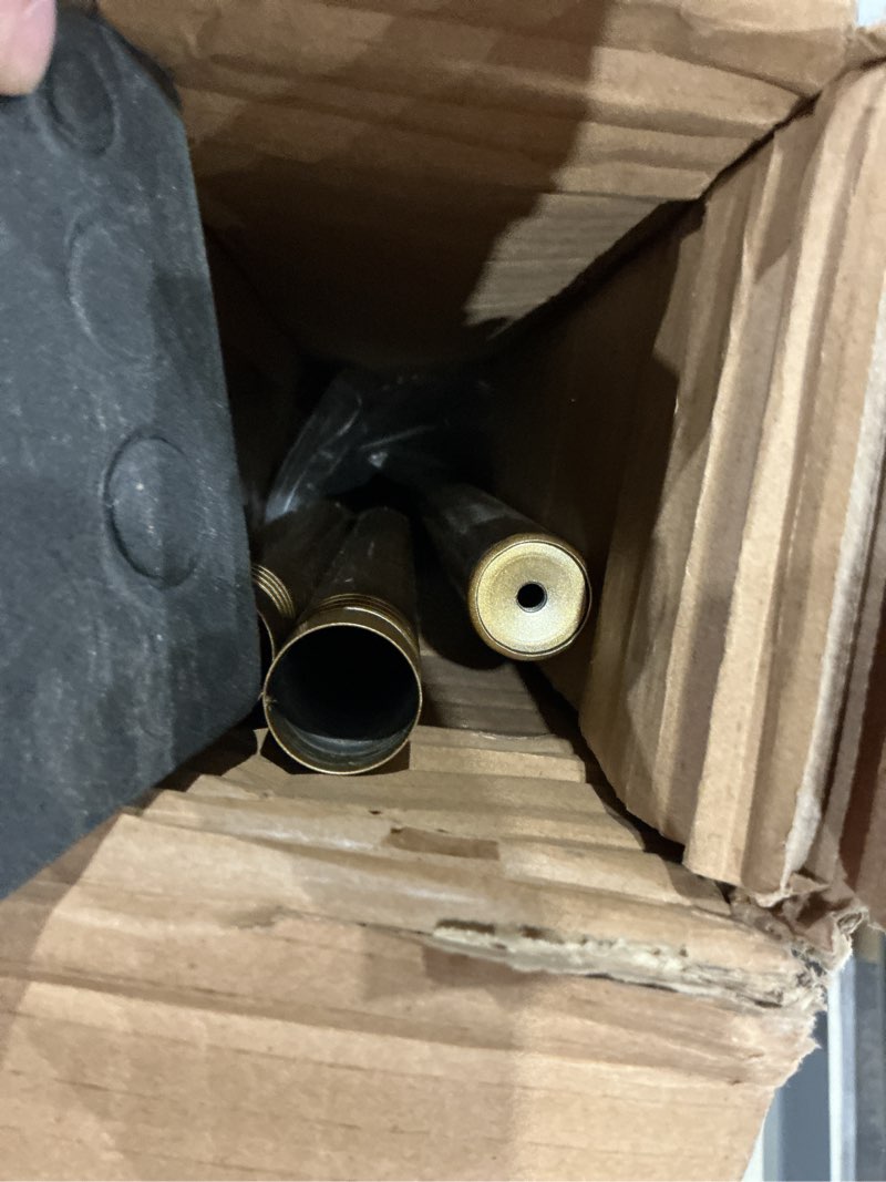 Condition photo showing As Is for double curtain rods 72 to 144 inches(6-12feet) with solid aluminum alloy brackets, 1” front and 5/8” back telescoping drapery rod for windows, heavy duty decorative curtain rods, warm gold warm gold 72"-144"