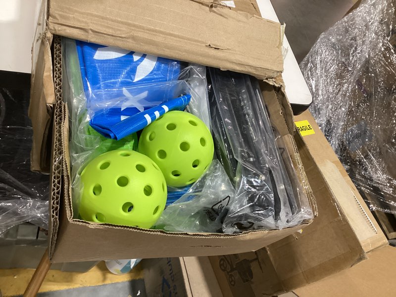 Condition photo showing As Is for Portable Pickleball Net, Regulation Size 22FT and 11FT Half Court 2-in-1 Pickle Ball Net with 2 Pickleballs and Carry Bag for Driveway, Backyard, Street, Weather Resistance Steady Steel Frame pickleball net half and full court