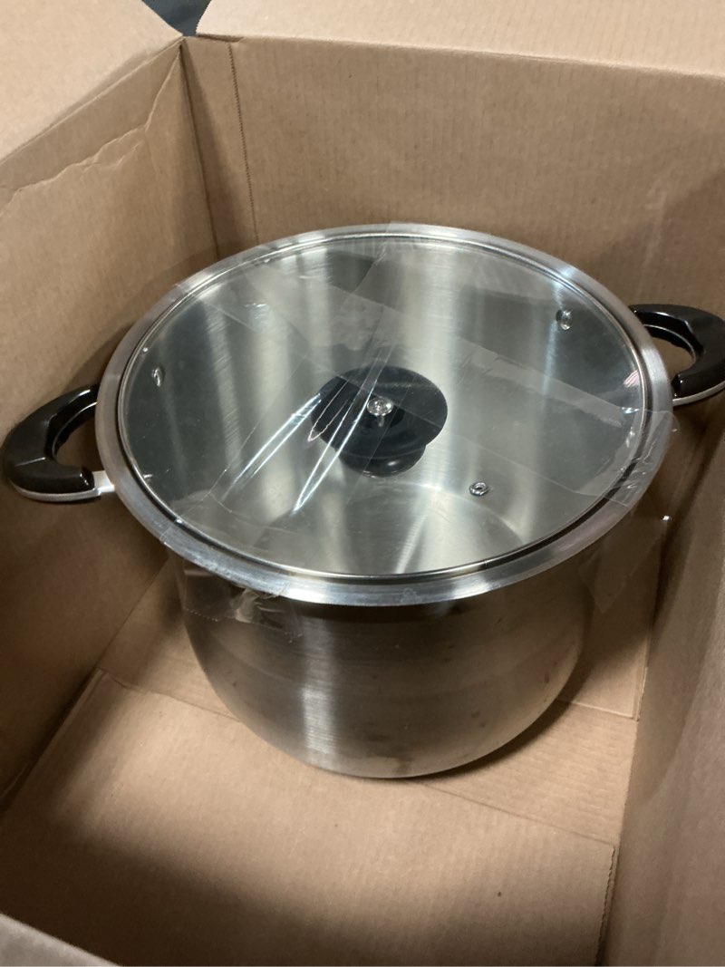 Condition photo showing Good Condition for Vivicreate Stainless Steel Stock Pot with Lid for Induction Cooking Boiling Pasta Stew Soup Large Capacity Cookware Pots with Handles for Kitchen Spaghetti Olla Olla de Acero Inoxidable (27.5 QT) 27.5 Quarts