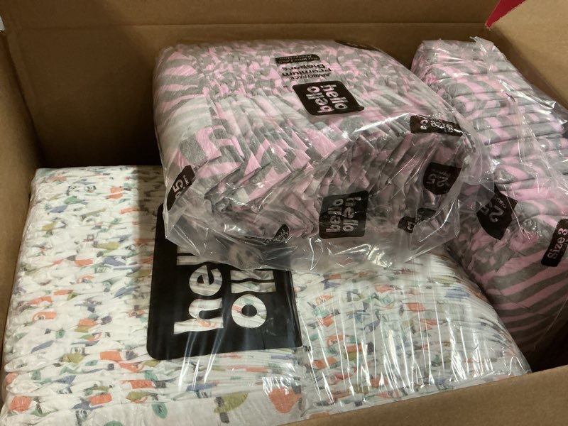 Condition photo showing Good Condition for hello bello premium diapers, size 5 (27+ lbs) surprise pack for boys - 72 count, hypoallergenic with soft, cloth-like feel - assorted boy & gender neutral patterns boy/neutral (assorted style) size 5