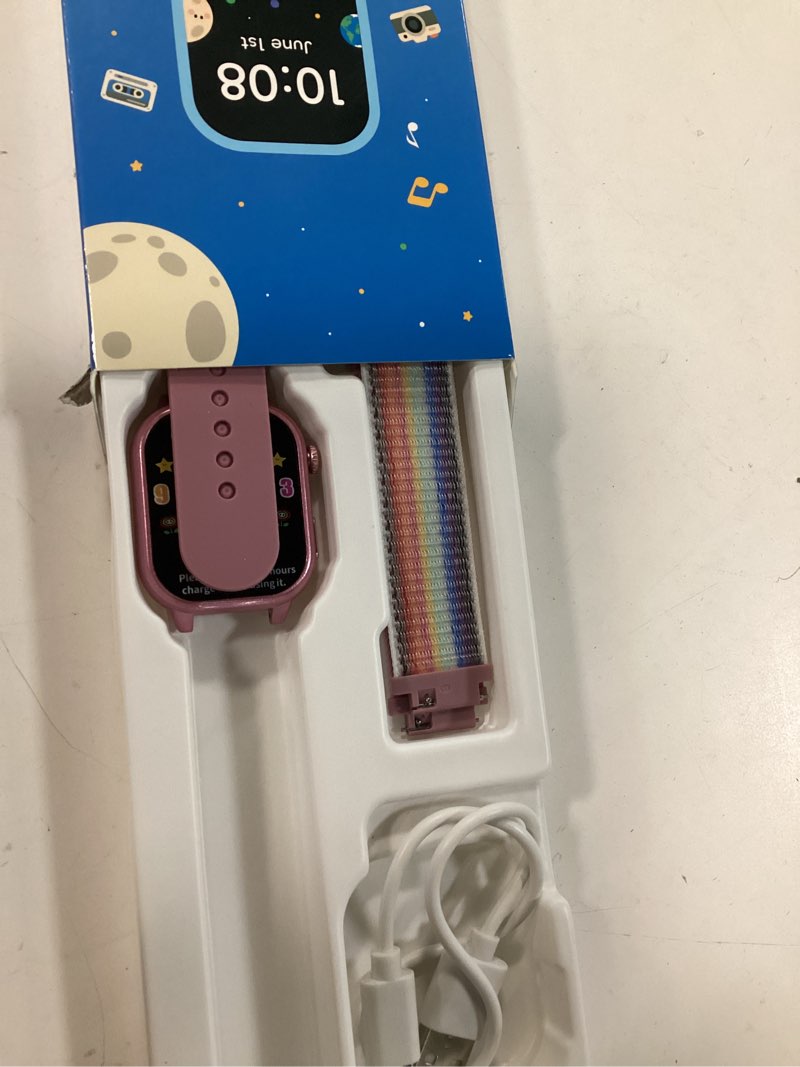 Condition photo showing New/Like New for kids smart watch girls gift for girl aged 5-12, 40 games hd touchscreen kids watch with video camera music pedometer audiostory learn card toys birthday gifts for girls ages 5 6 7 8 9 10(pink)