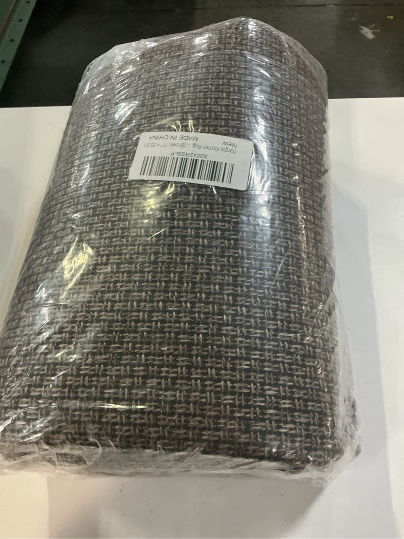 Condition photo showing New/Like New for hargiis kitchen rug, rubber non slip kitchen rugs washable, absorbent runner mat for floor, machine washable standing mats for in front of sink, door, laundry, entryway, hallway (brown, 71" × 35.5") brown 71" x 35.5"
