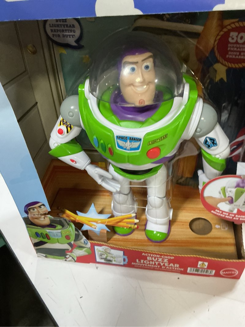Condition photo showing Good Condition for mattel disney pixar toy story talking buzz lightyear action figure with motion, action chop 10-inch collectible toy with 30+ sounds & phrases