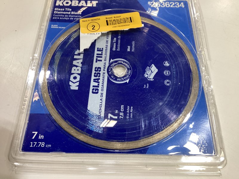Condition photo showing As Is for kobalt gl07 7-in wet continuous rim diamond saw blade