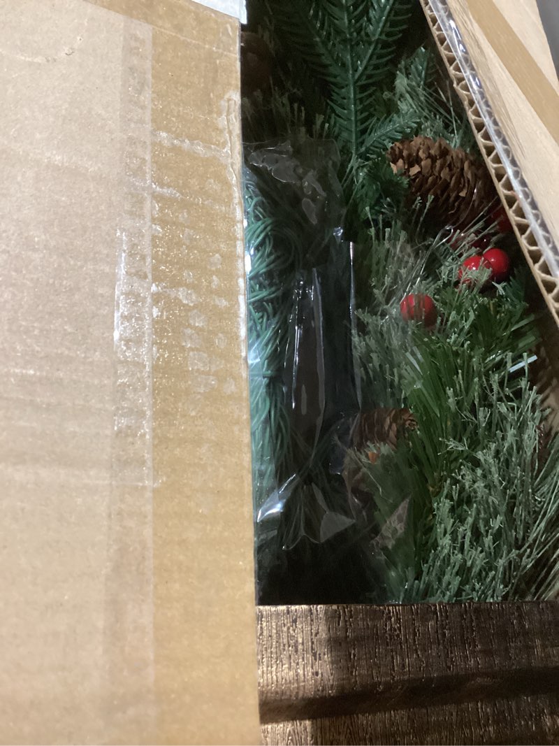 Condition photo showing Good Condition for jin&bao 4ft potted christmas tree with 100 lights, 2 pack artificial xmax tree timer function with long pine cones & red berries, 3aa battery operated christmas decorations for outdoor, porch